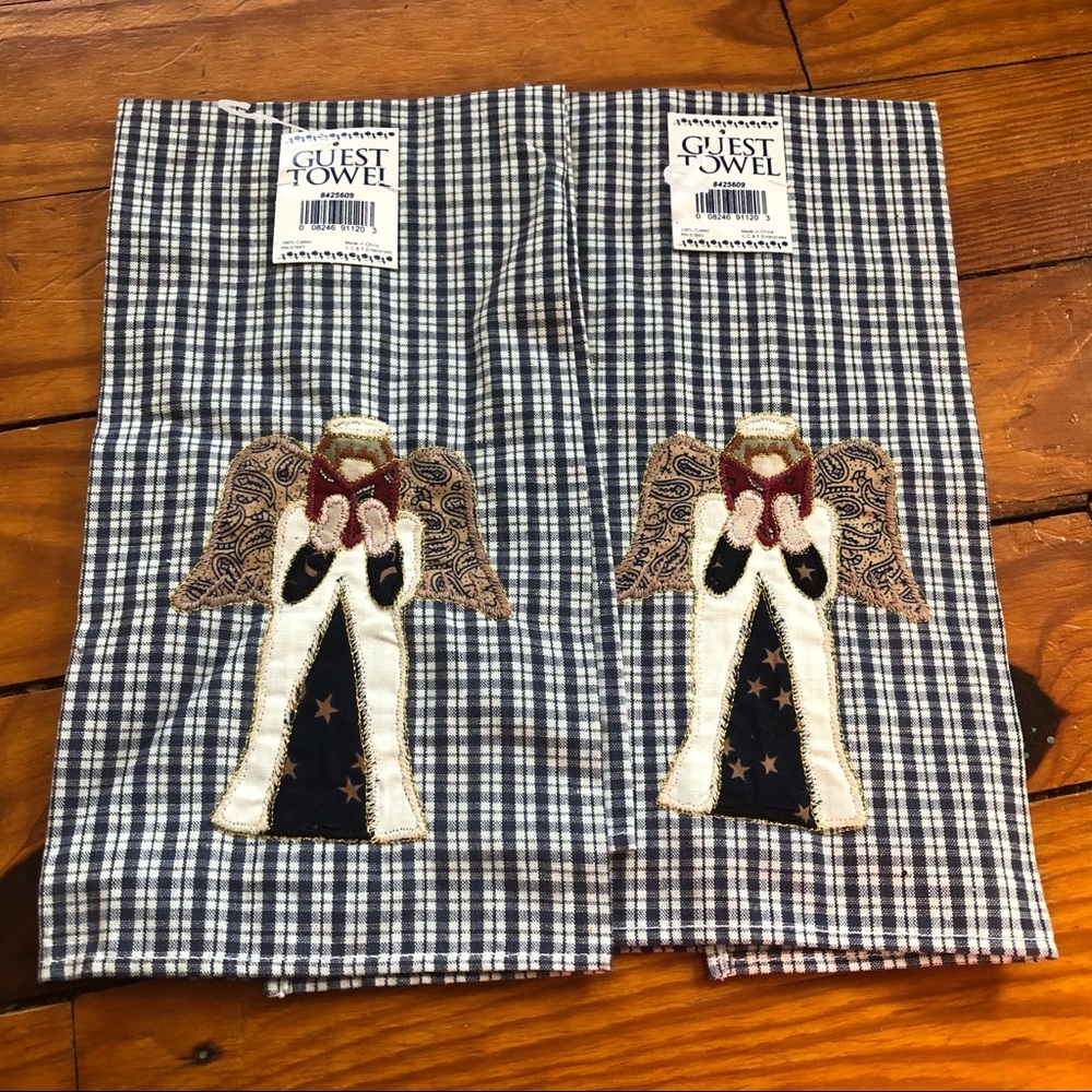 NWT VTG Gingham Angel / Christmas Design Guest Towel